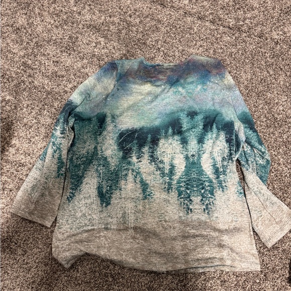 CJ Banks Heather Gray and Teal Top - Picture 3 of 3